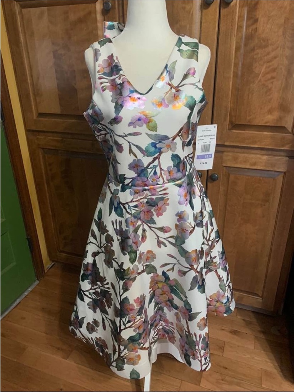 Floral Fit-and-Flare White Dress